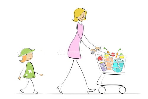 Mother and daughter shopping